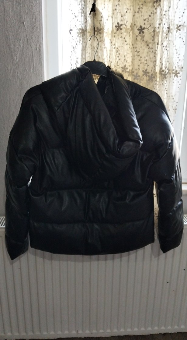 Siyah Deri Fermuarlı Kadın Kışlık Ceket - Görsel 2