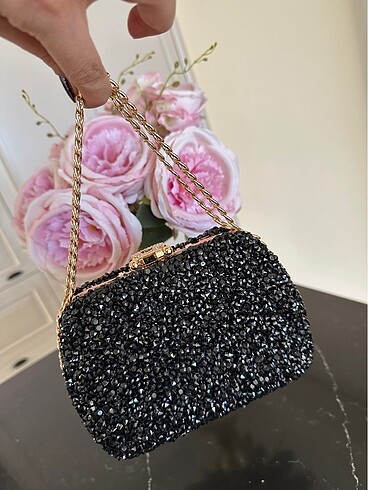 Siyah taşlı abiye çantası - Görsel 6