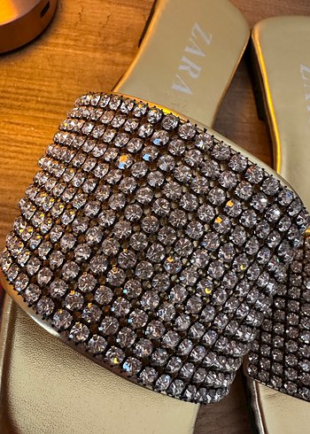 Gold Payetli Kadın Blok Topuklu Terlik - Görsel 3