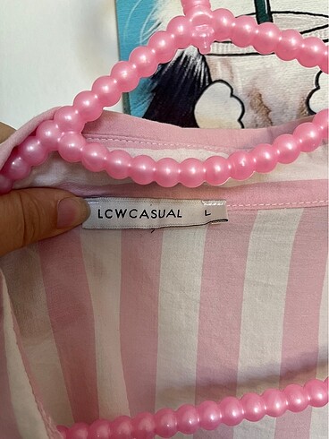 l Beden çeşitli Renk LCW çizgili pembe gömlek