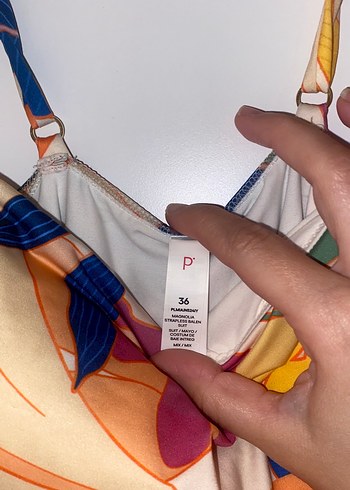 36 Beden Bohem Tarzda Çok Renkli Bağcıklı Mayo