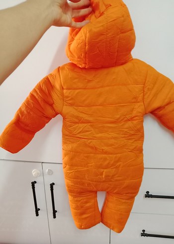 1,5 Yaş Beden Turuncu Fermuarlı Bebek Kayak Tulumu