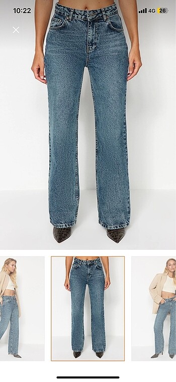 Trendyol & Milla Trendyolmilla mavi soluk efekt yuksek bel wide leg jeans