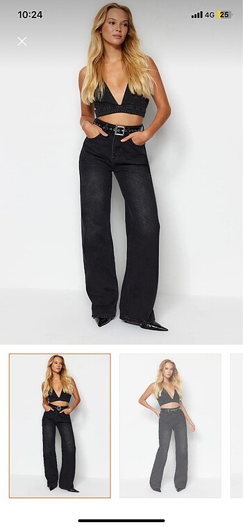 Siyah yuksekbel wide leg jeans