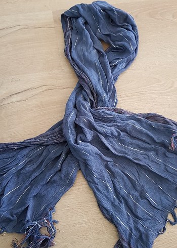 Uzun Gri Mavi Batik Erkek Fular