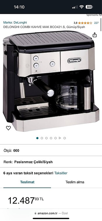 Delonghi filtre ve espresso makinesi