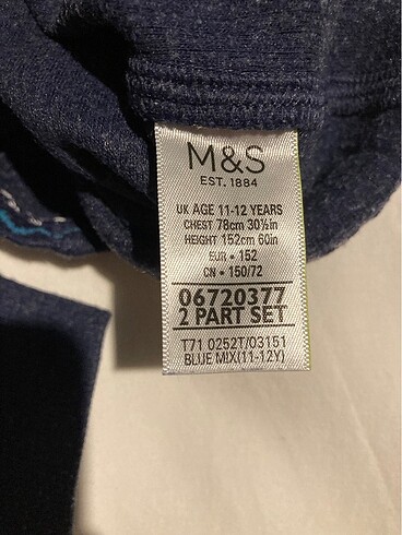 11-12 Yaş Beden çeşitli Renk Marks&Spencer kışlık pijama