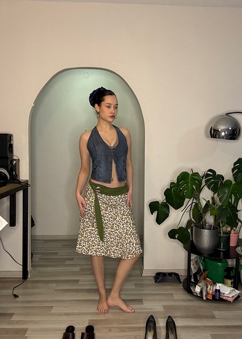 Yeşil Bohem Midi Etek - Görsel 2