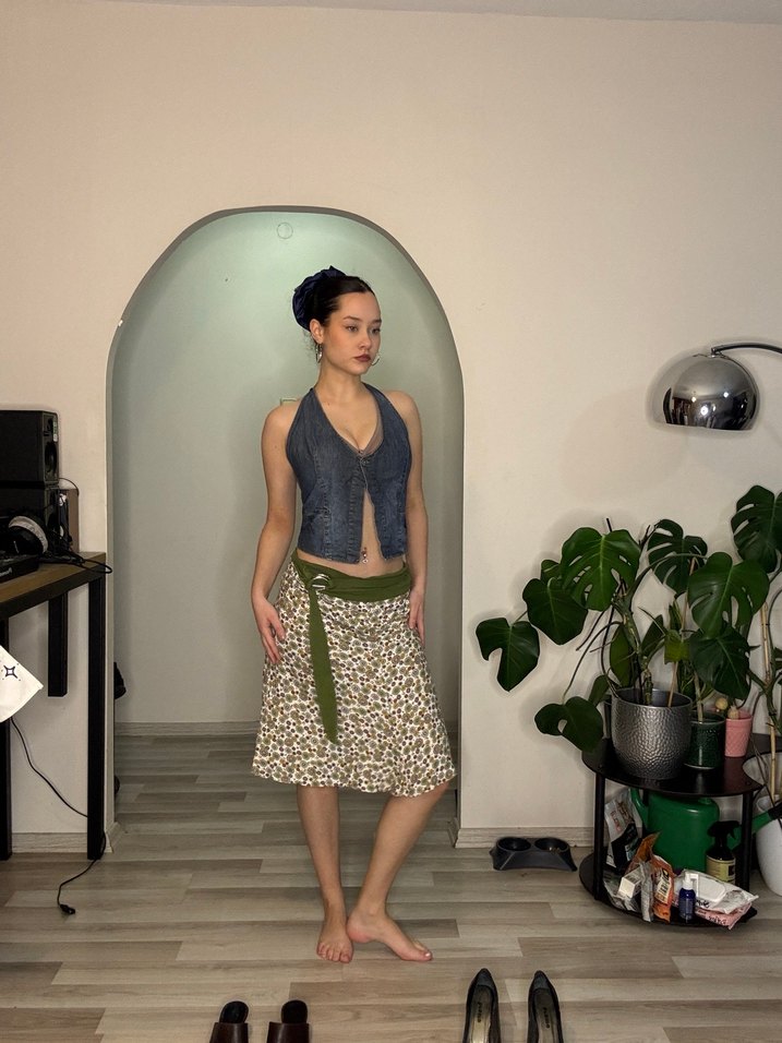 Yeşil Bohem Midi Etek - Görsel 2