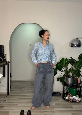 Gri Kadın Boyfriend Denim Pantolon - Görsel 2