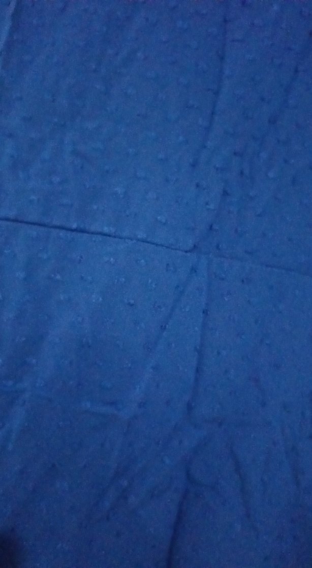 Mavi Keten Midi Elbise V Yakalı - Görsel 3