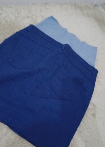 Düğmeli Mavi Hamile Midi Kot Etek - Görsel 3