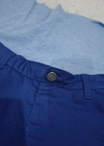 Düğmeli Mavi Hamile Midi Kot Etek - Görsel 2