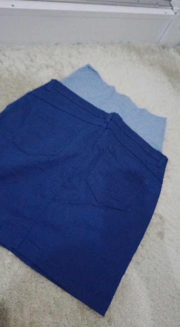 Düğmeli Mavi Hamile Midi Kot Etek - Görsel 3