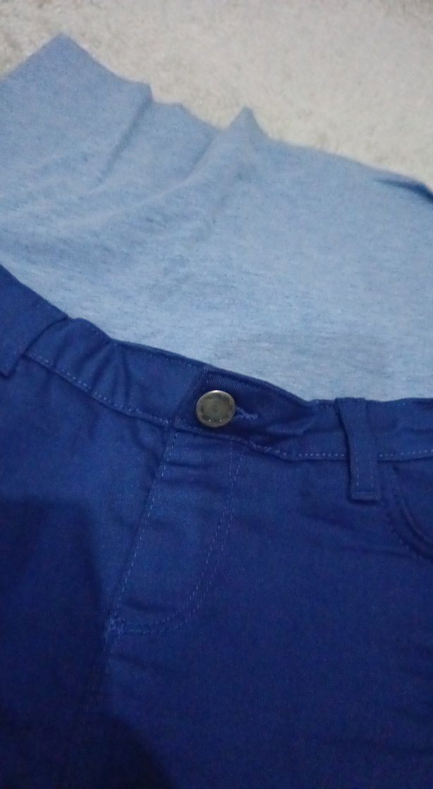 Düğmeli Mavi Hamile Midi Kot Etek - Görsel 2