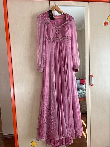 Pembe abiye elbise 40 beden