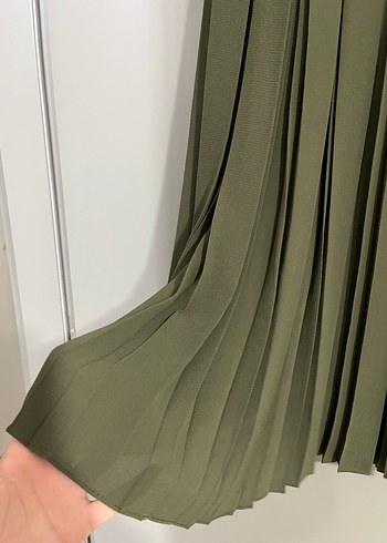 Kadın Haki Renk Pilili Uzun Etek - Görsel 2