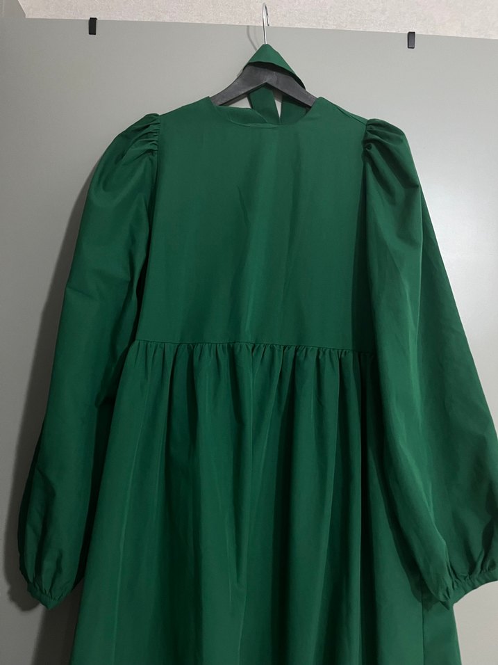 Uzun Kollu Yeşil Bohem Kadın Elbise - Görsel 4