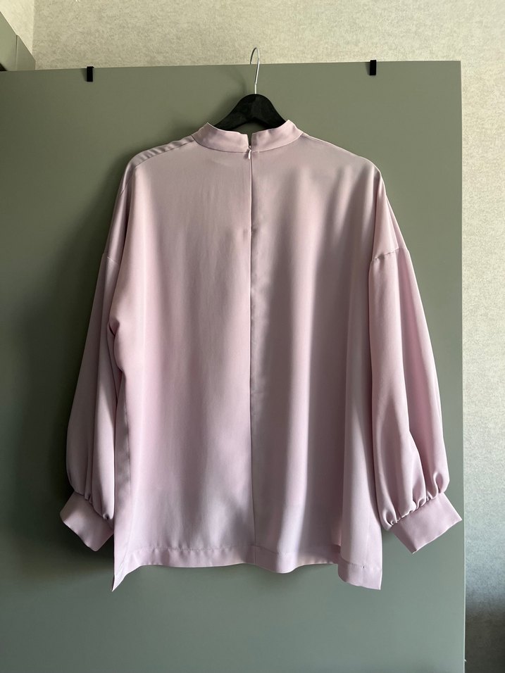 Pembe Yüksek Yakalı Kadın aybikestil Bluz - Görsel 2