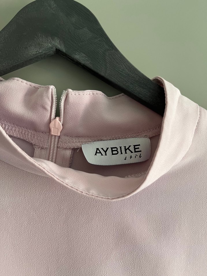 Pembe Yüksek Yakalı Kadın aybikestil Bluz - Görsel 3
