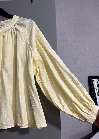 Sarı Keten Bohem Bluz - Görsel 2