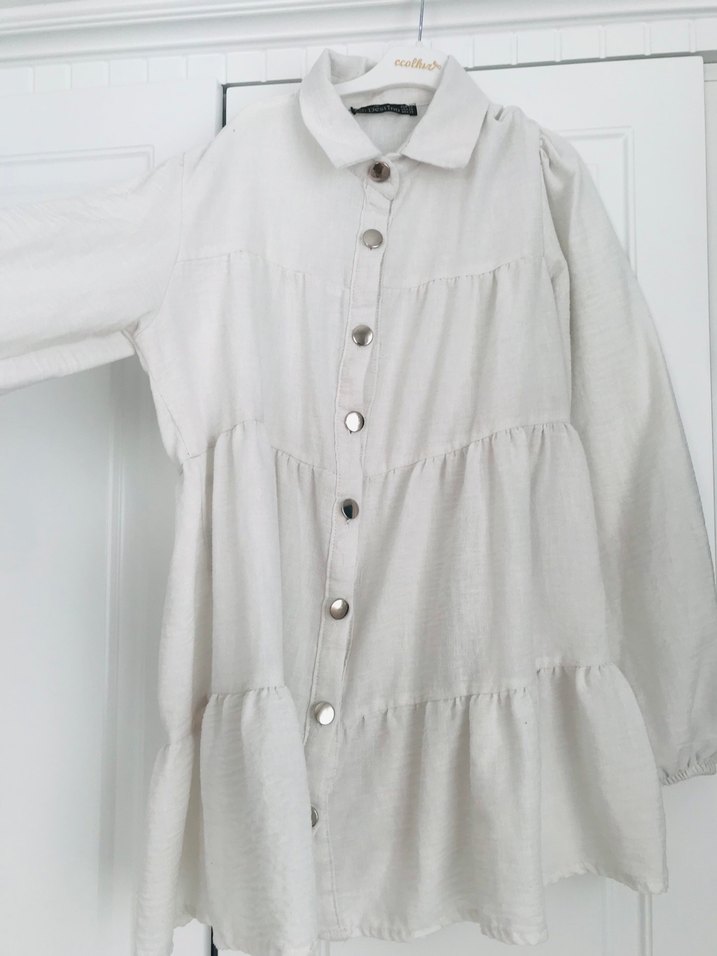 Uzun Kollu Beyaz gömlek tunik - Görsel 2