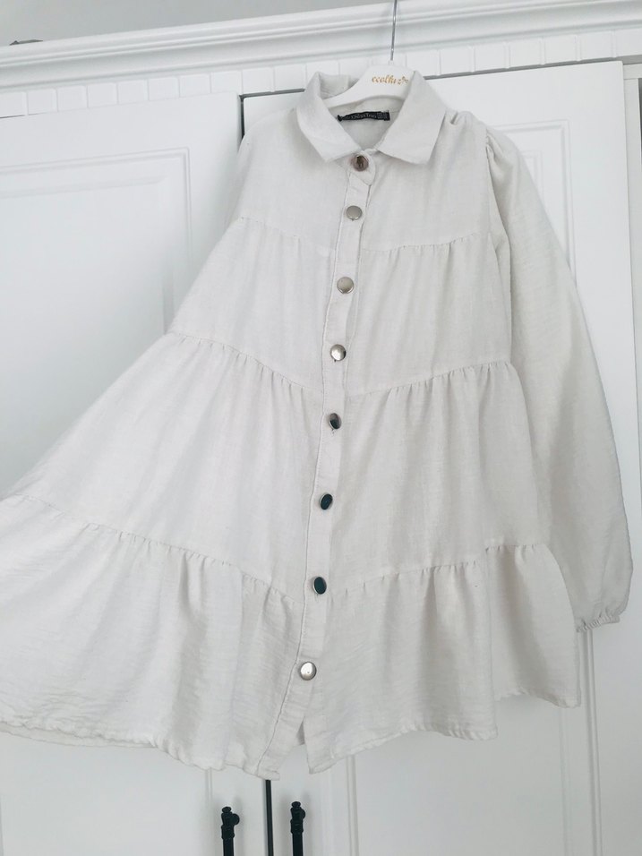 Uzun Kollu Beyaz gömlek tunik - Görsel 3