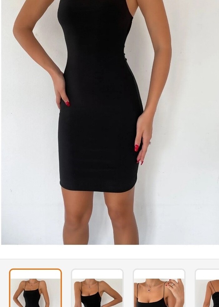 Sandy kumaş kısa siyah elbise - Görsel 2