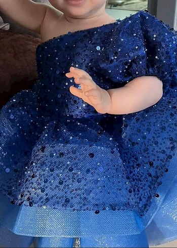 Diger Mavi Parlak Çocuk Abiye Elbise