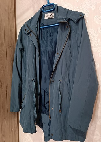 Mavi Kadın Midi Boy Fermuarlı yağmurluk - Görsel 2