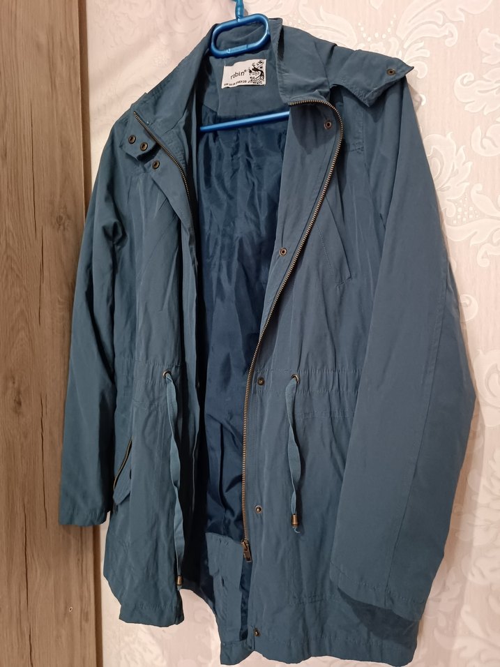 Mavi Kadın Midi Boy Fermuarlı yağmurluk - Görsel 2