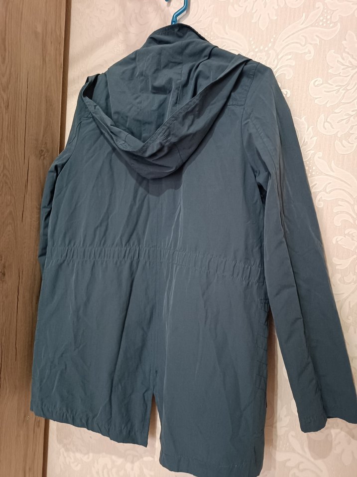 Mavi Kadın Midi Boy Fermuarlı yağmurluk - Görsel 4