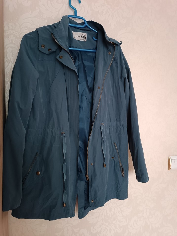 Mavi Kadın Midi Boy Fermuarlı yağmurluk - Görsel 3