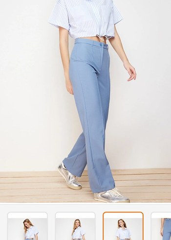 Kadın milla mavi renk rahat pantolon - Görsel 3