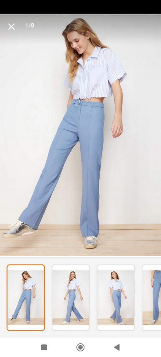 Kadın milla mavi renk rahat pantolon - Görsel 5