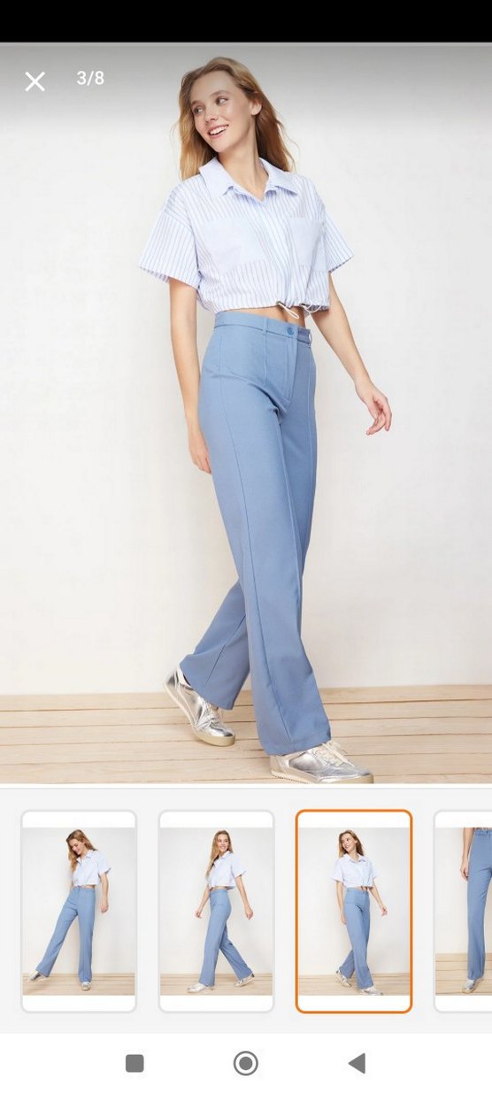 Kadın milla mavi renk rahat pantolon - Görsel 3