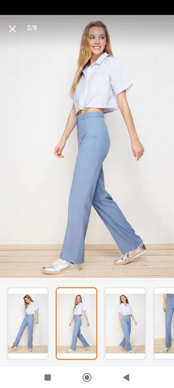 Kadın milla mavi renk rahat pantolon - Görsel 4