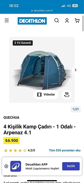 Decathlon çadır aprenaz 4.1