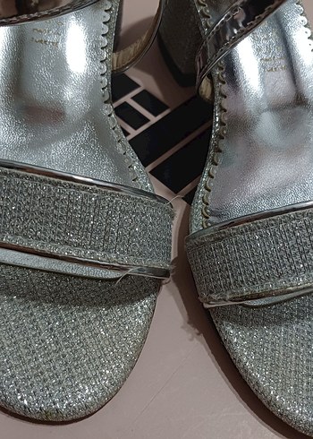 kız çocuk gümüş kısa topuklu ayakkabı - Görsel 3