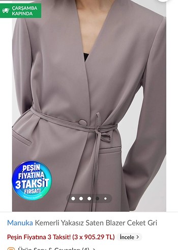 Diğer Manuka Kemerli gri renk Saten Blazer Ceket ve pantolon