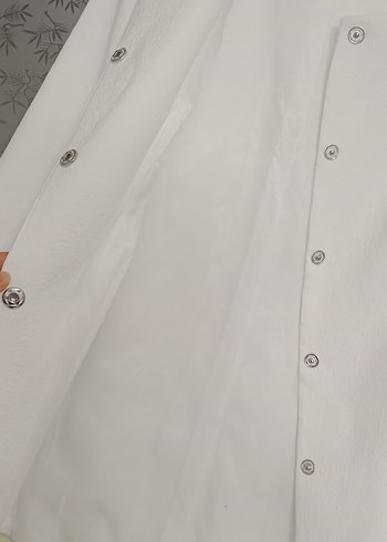 Düğmeli Beyaz Midi Kadın Kaban - Görsel 5