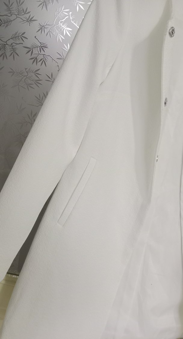 Düğmeli Beyaz Midi Kadın Kaban - Görsel 4