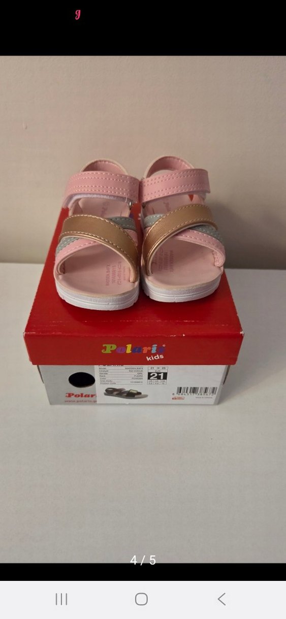 Kız Çocuk Pudra Pembe Tokalı Sandalet - Görsel 4