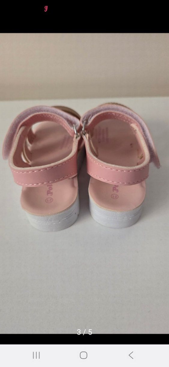 Kız Çocuk Pudra Pembe Tokalı Sandalet - Görsel 3