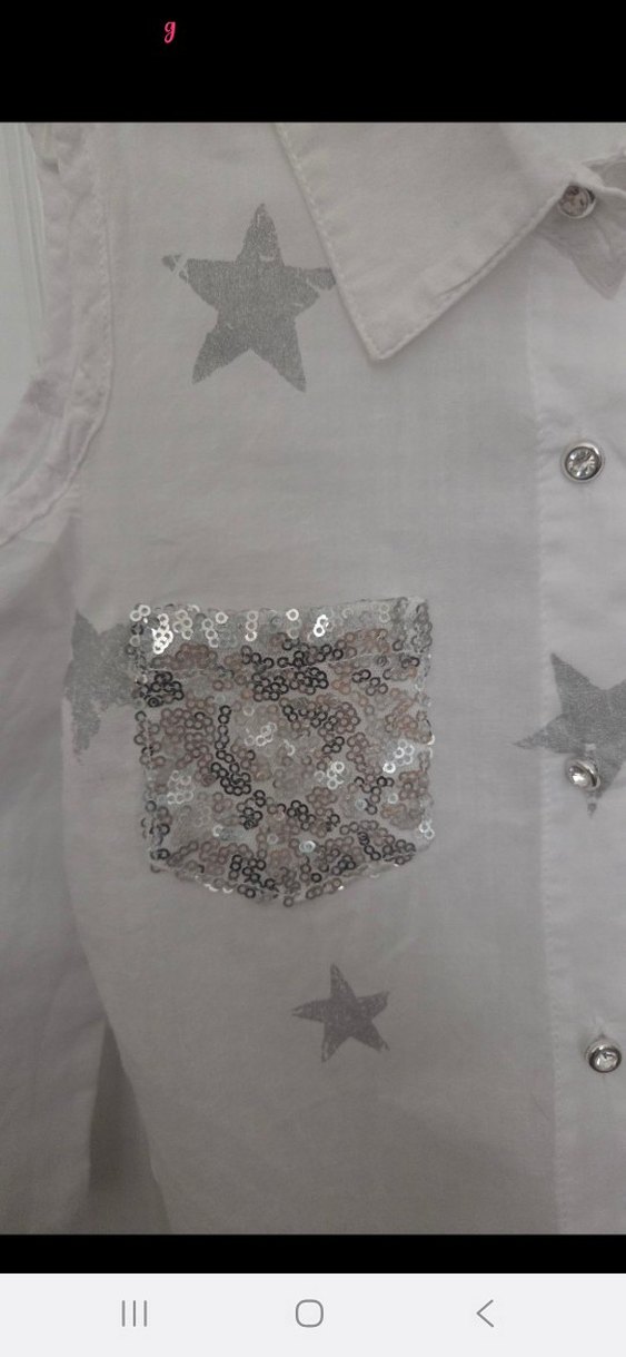 Kız Çocuk Beyaz Gri Yıldızlı Düğmeli Bluz - Görsel 3