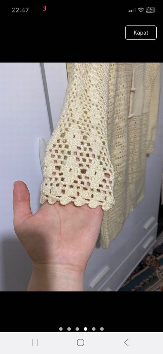 Beyaz Örgü Hırka Midi Boy - Görsel 4