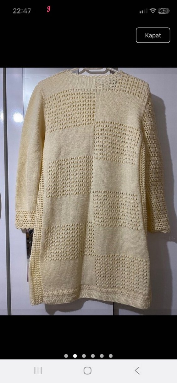 Beyaz Örgü Hırka Midi Boy - Görsel 2