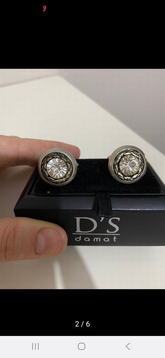 DS Damat Gri Taşlı Erkek Kol Düğmesi - Görsel 2