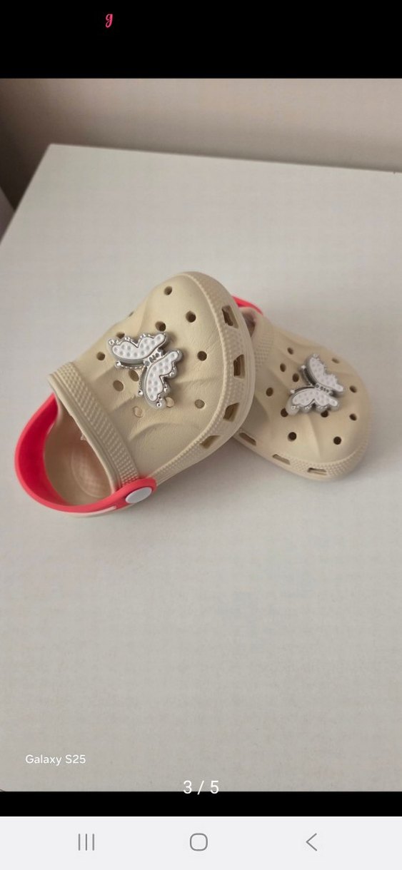 Kız Çocuk Bej Crocs Kelebekli Terlik - Görsel 3