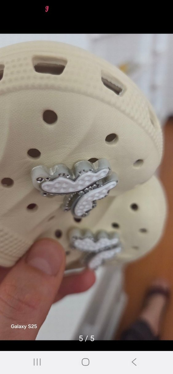 Kız Çocuk Bej Crocs Kelebekli Terlik - Görsel 5